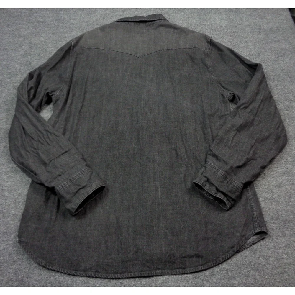 Levi's Western Denim Shirt Black Mens Size 2XL Pearl Snap Button Long Sleeve